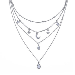 Multilayer Crystal Moon Pendants & Necklaces