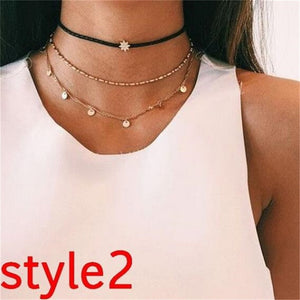 Multilayer Crystal Moon Pendants & Necklaces