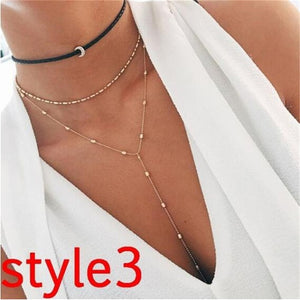 Multilayer Crystal Moon Pendants & Necklaces